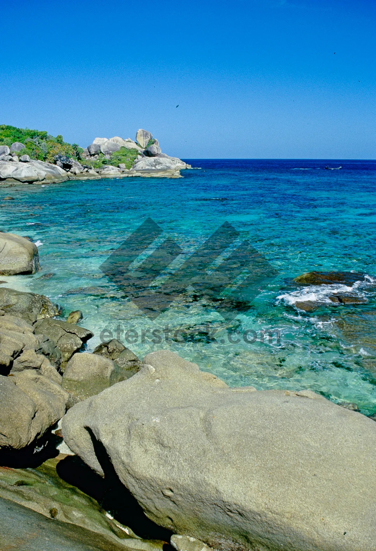 Picture of Tropical Paradise Beach on Cape Island Coastline. The colors and crystal clear water of the archipelago of the Similan Islands National Park, Thailand, Asia