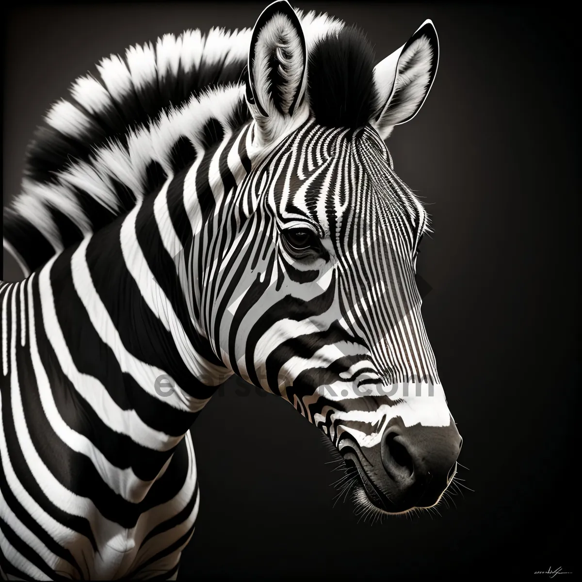 Picture of Wild Striped Zebra Grazing in National Park