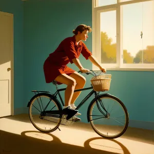 Active Recreation: Man Cycling on Exercise Bike