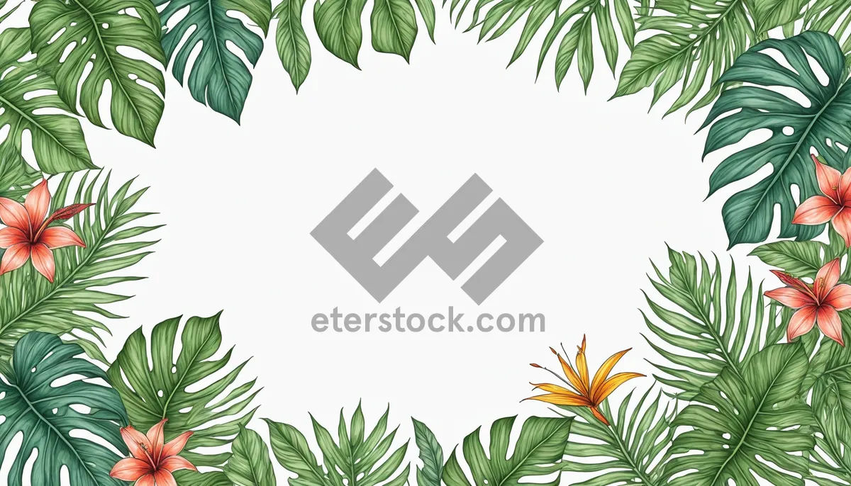 Picture of Evergreen tree branch with holly and floral decoration
