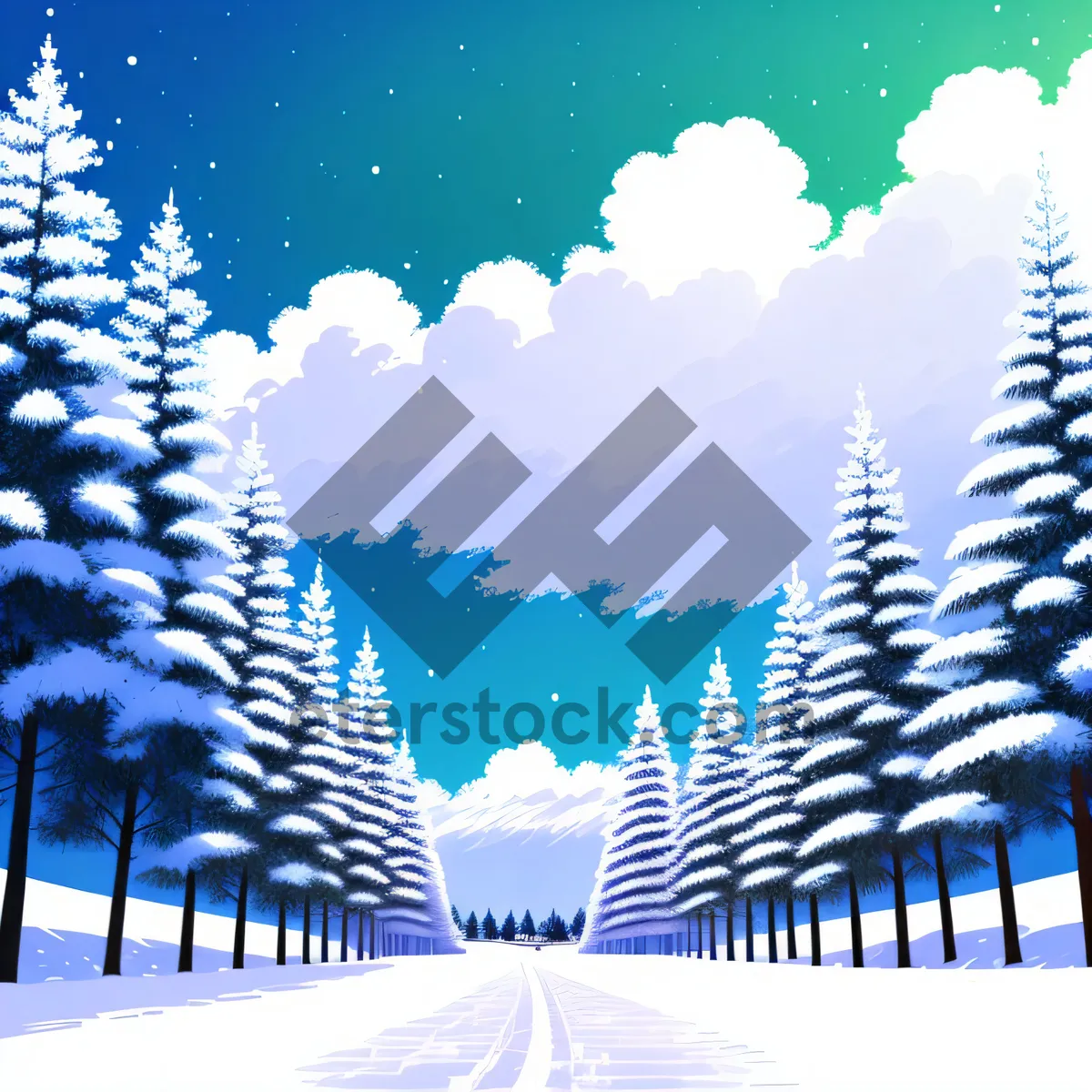 Picture of Winter Wonderland: Snowy Evergreen Forest