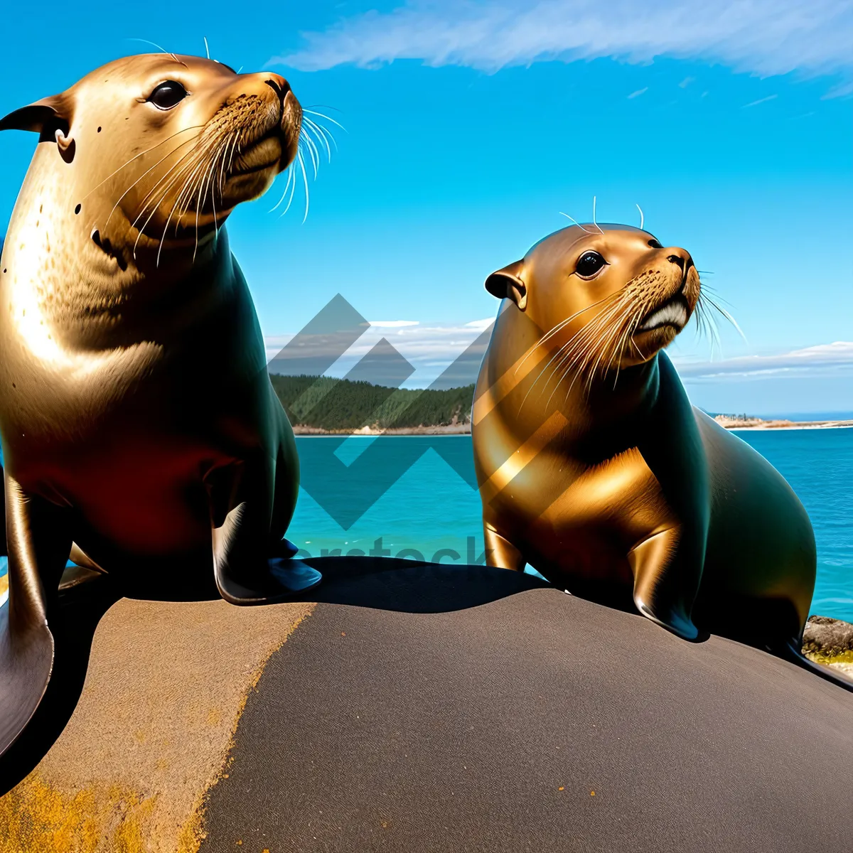 Picture of Playful Eared Seal Enjoys Ocean Waters