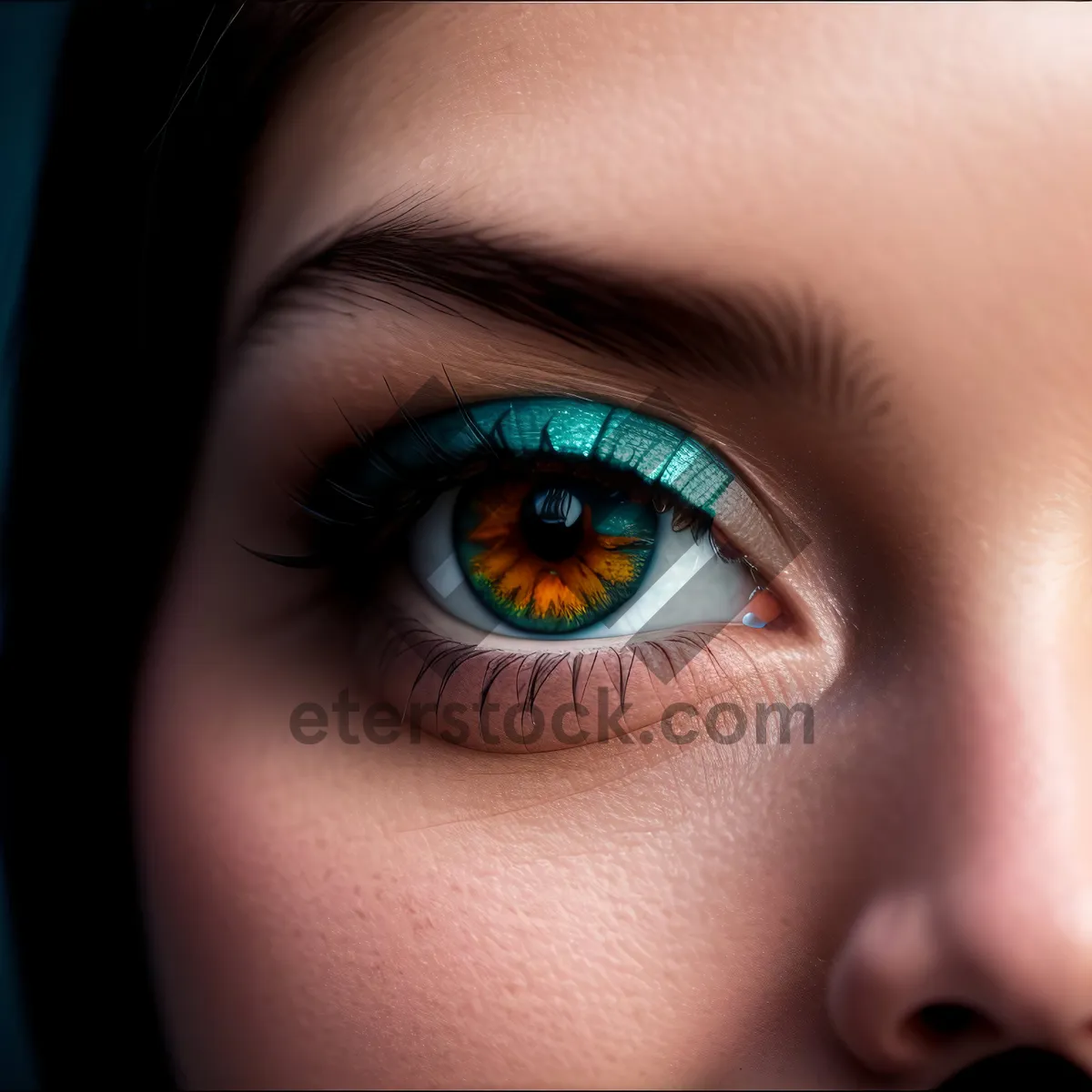 Picture of Sultry Glamour: Closeup of Attractive Brunette's Eye Makeup