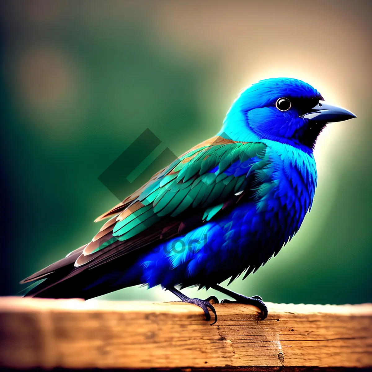 Picture of Indigo Bunting with vibrant feathers soaring outdoors