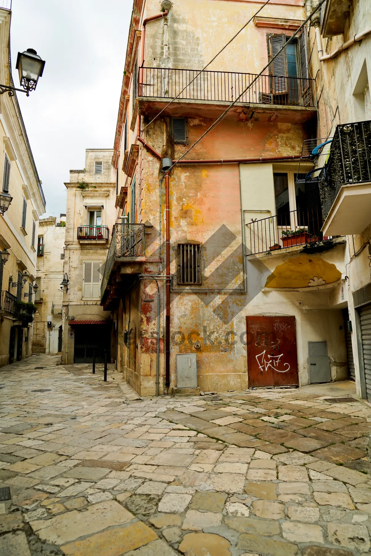 Picture of Old Town Architecture with Stone Walls and Balconies