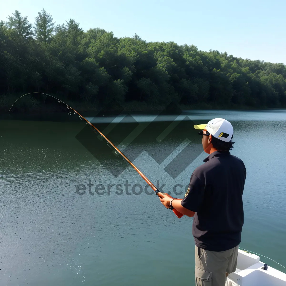 Picture of Golfer casting his line into the lake.