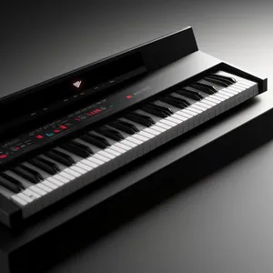 A classical black grand piano keyboard synthesizer.