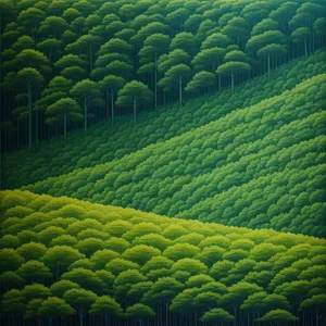 Tea plantation in scenic countryside landscape	rows