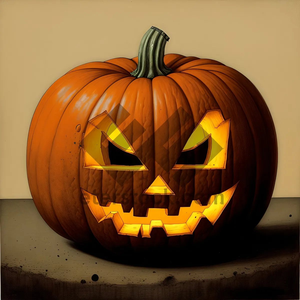 Picture of Spooky Pumpkin Lantern at Halloween Night