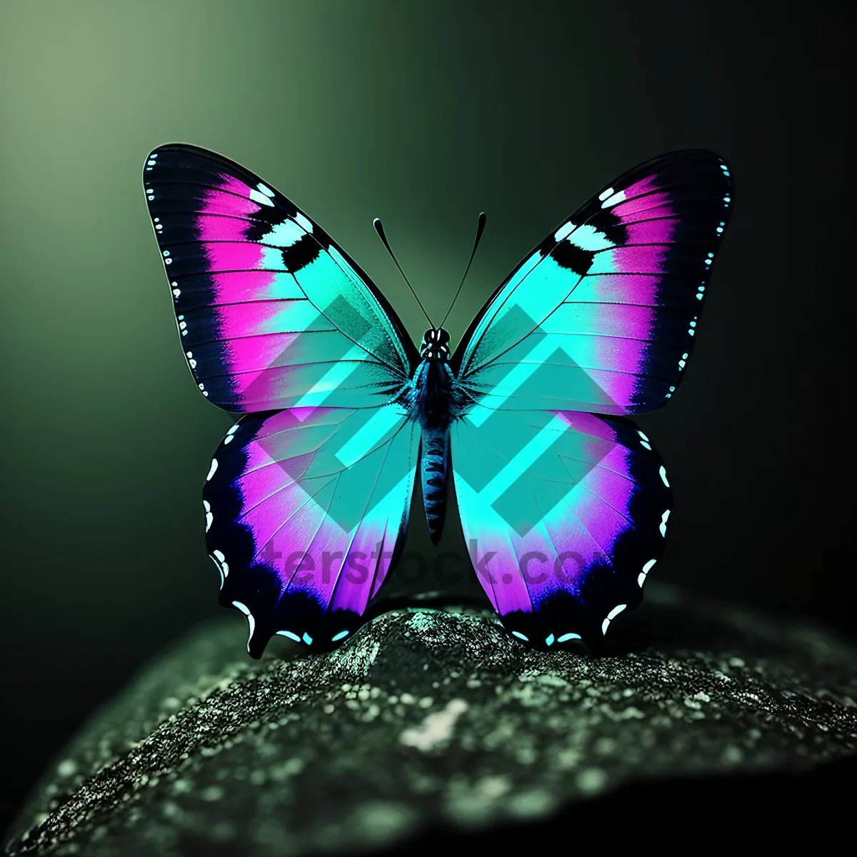 Picture of Colorful Butterfly Wing on Orange Flower