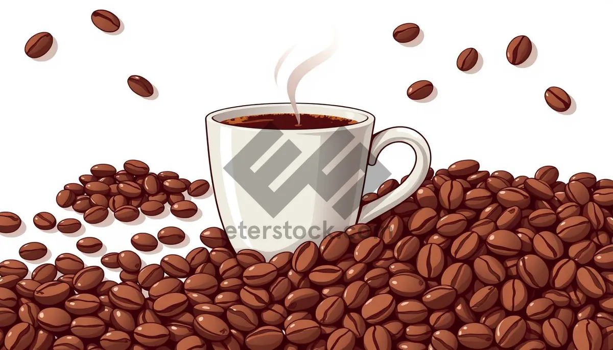 Picture of Hot Espresso Cup with Roasted Beans