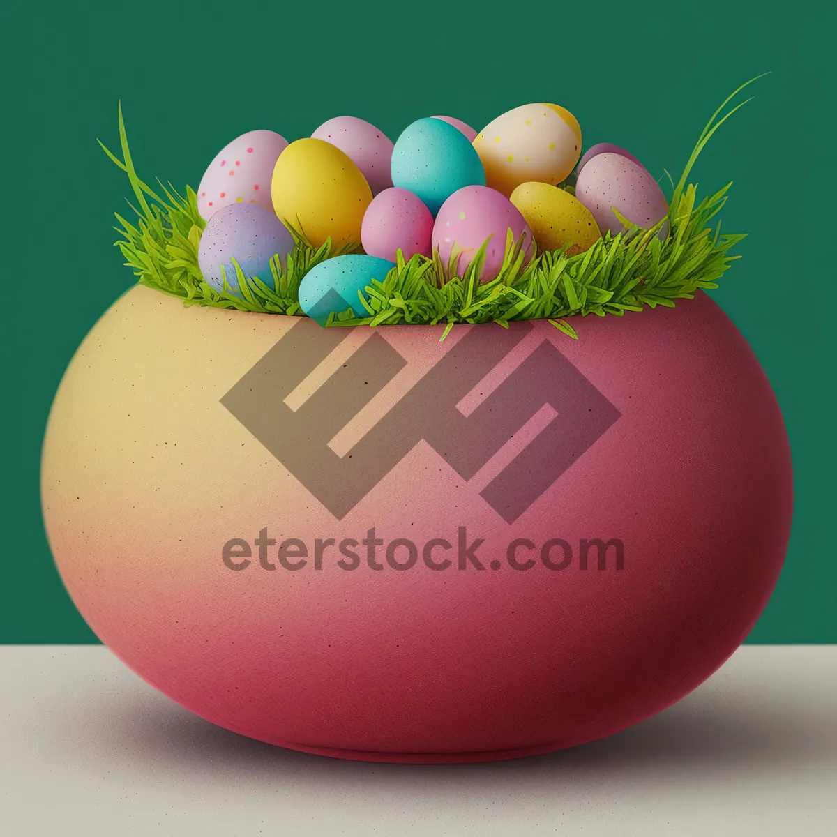 Picture of Colorful Easter Eggs and Hen's Reproductive Organs