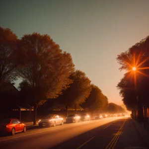 Urban blur on city expressway at sunset