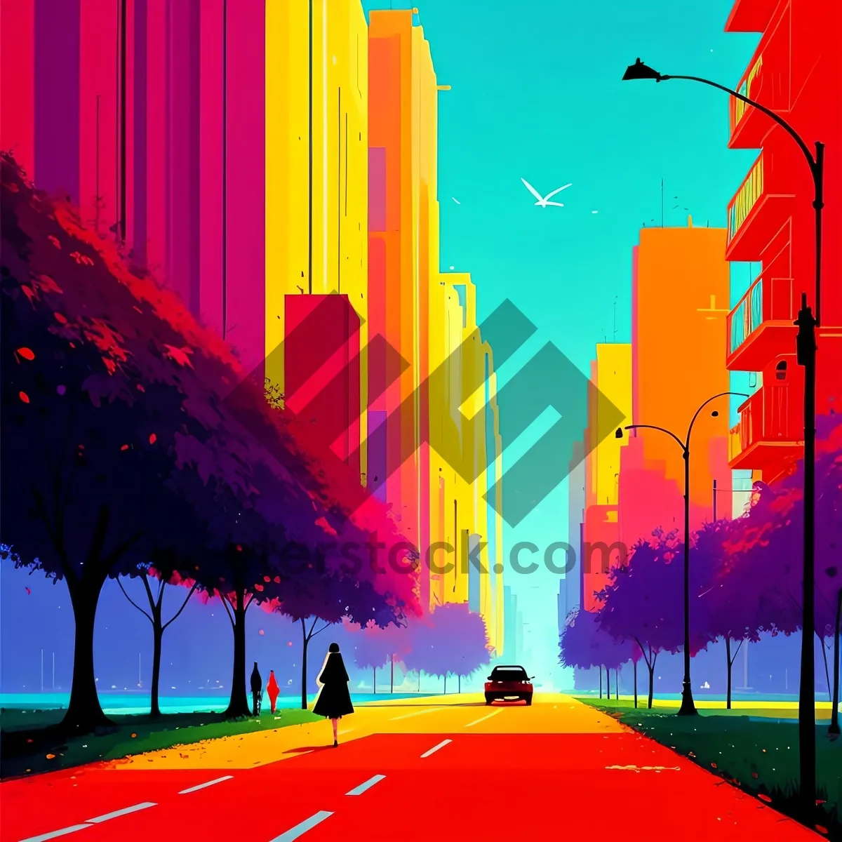 Picture of Colorful Avenue: Vibrant Design and Artistry Illuminated with Rainbow Lights