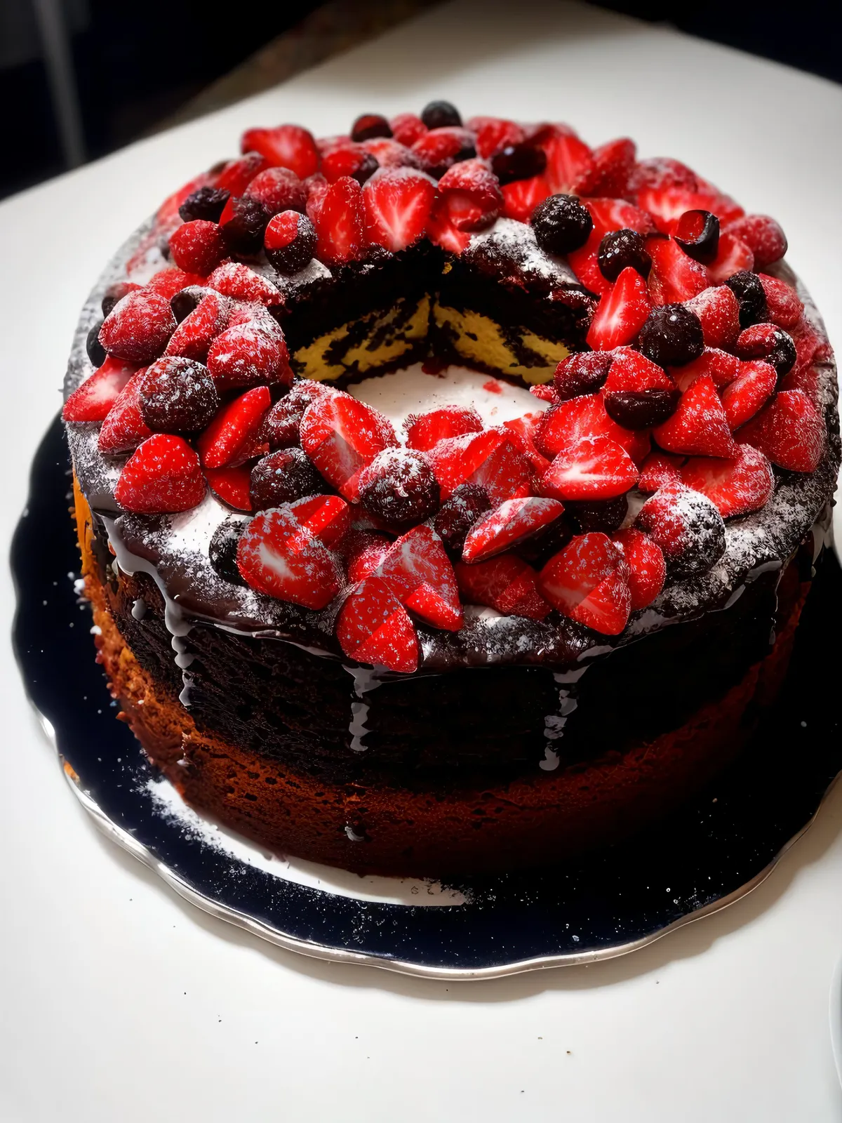 Picture of Delicious Berry Snack with Chocolate Drizzle