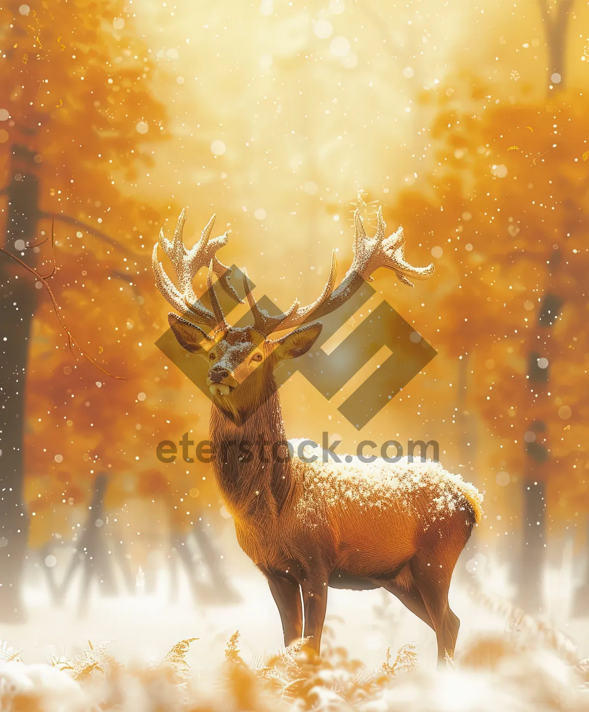 Picture of Wild Caribou Buck with Impressive Antlers in Nature