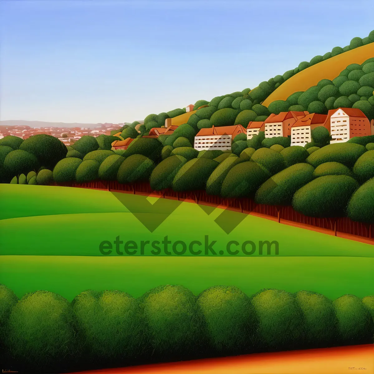 Picture of Vibrant Mango Meeting Tennis Ball in Rural Landscape