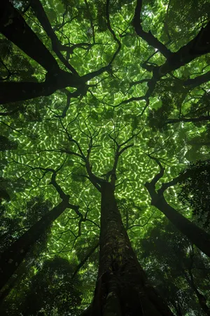 Lush Summer Landscape in Sunlit Woods