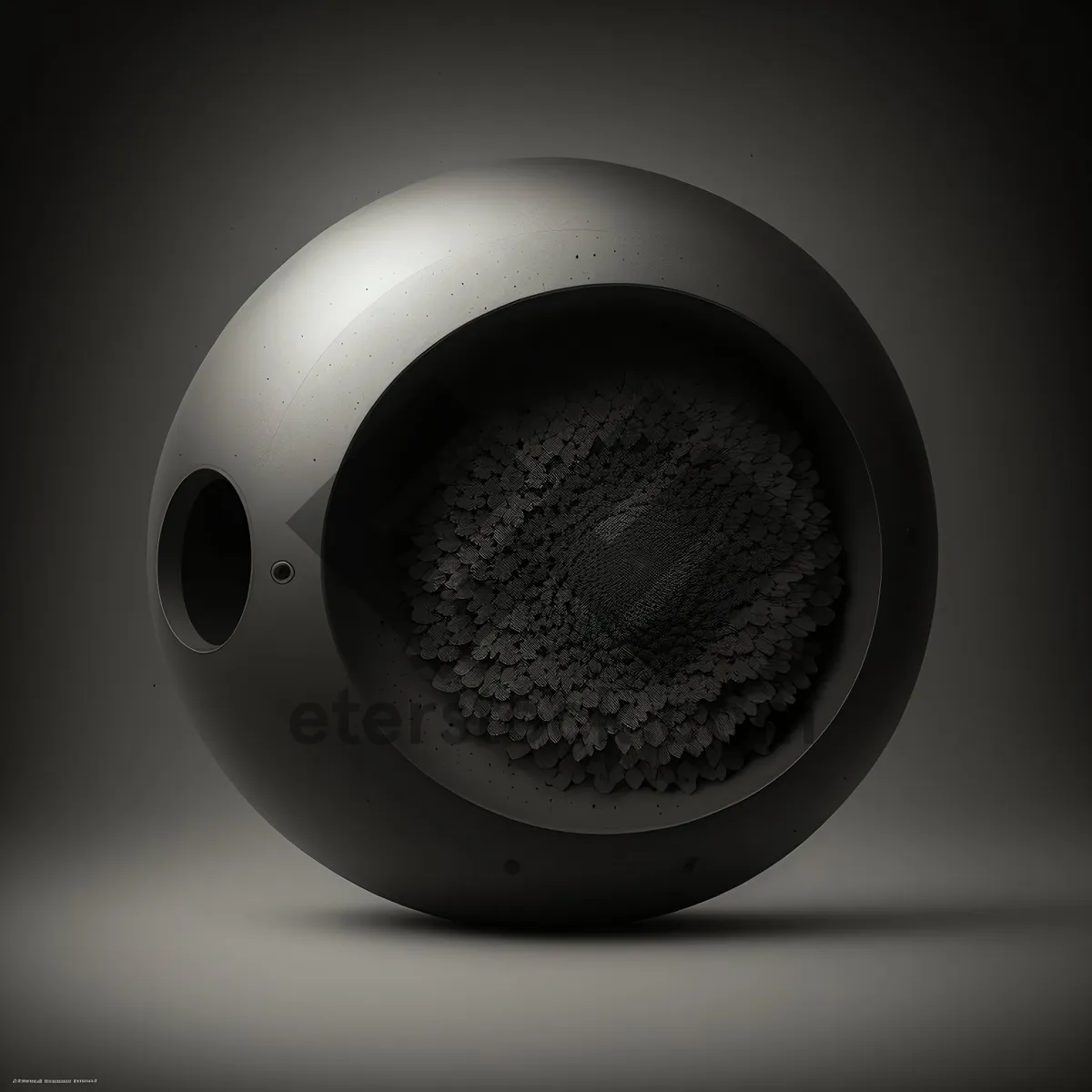 Picture of Shiny Black 3D Circle Icon with Graphic Design Flare