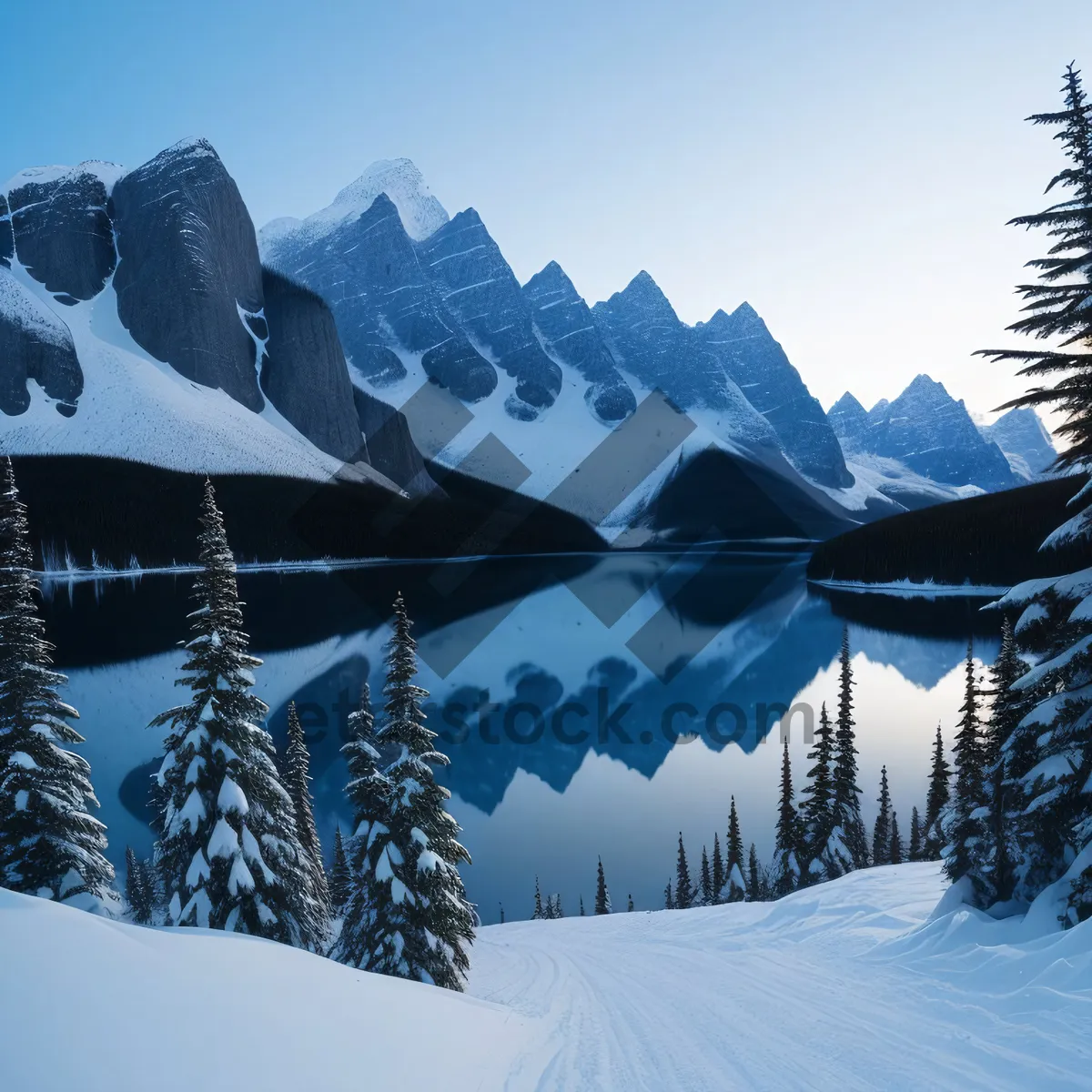 Picture of Snowy Alpine Peaks - Majestic Winter Wonderland