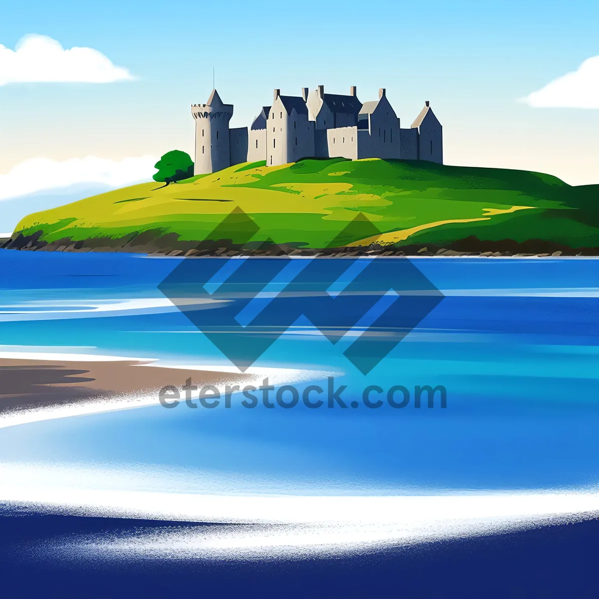 Picture of Serene Summer Horizon: Lush Green Landscape Under Clear Skies