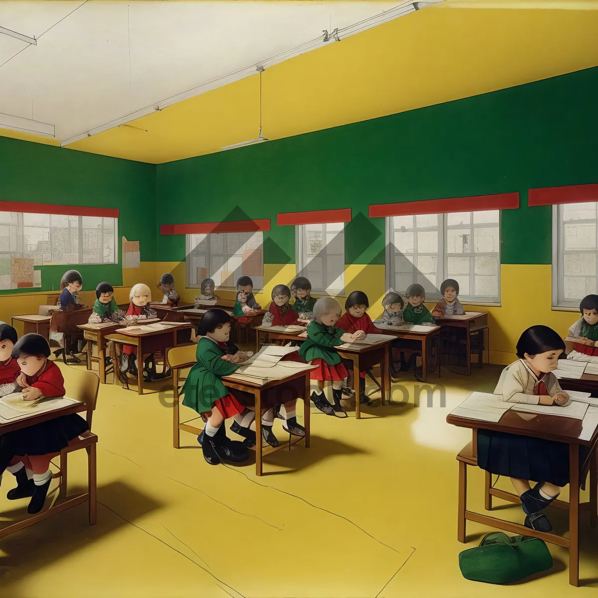 Picture of Modern Interior Design: Empty Restaurant with Wood Furniture
