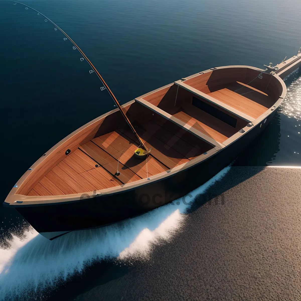 Picture of Boat with Musical Strings on Calm Waters