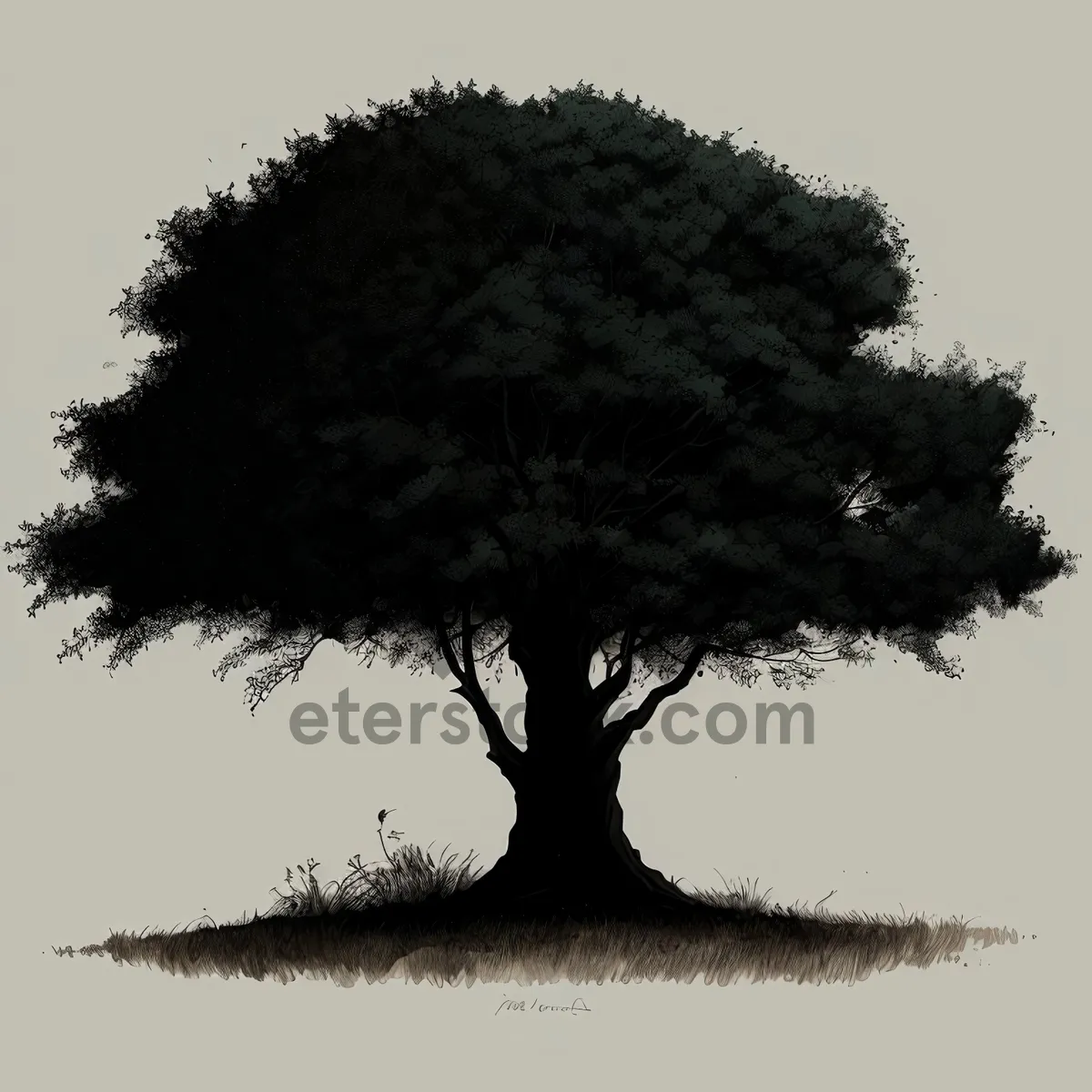 Picture of Serenity in Oak: Summer's Nature Silhouette