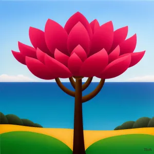 Colorful Lotus Blossom on Yellow Island.