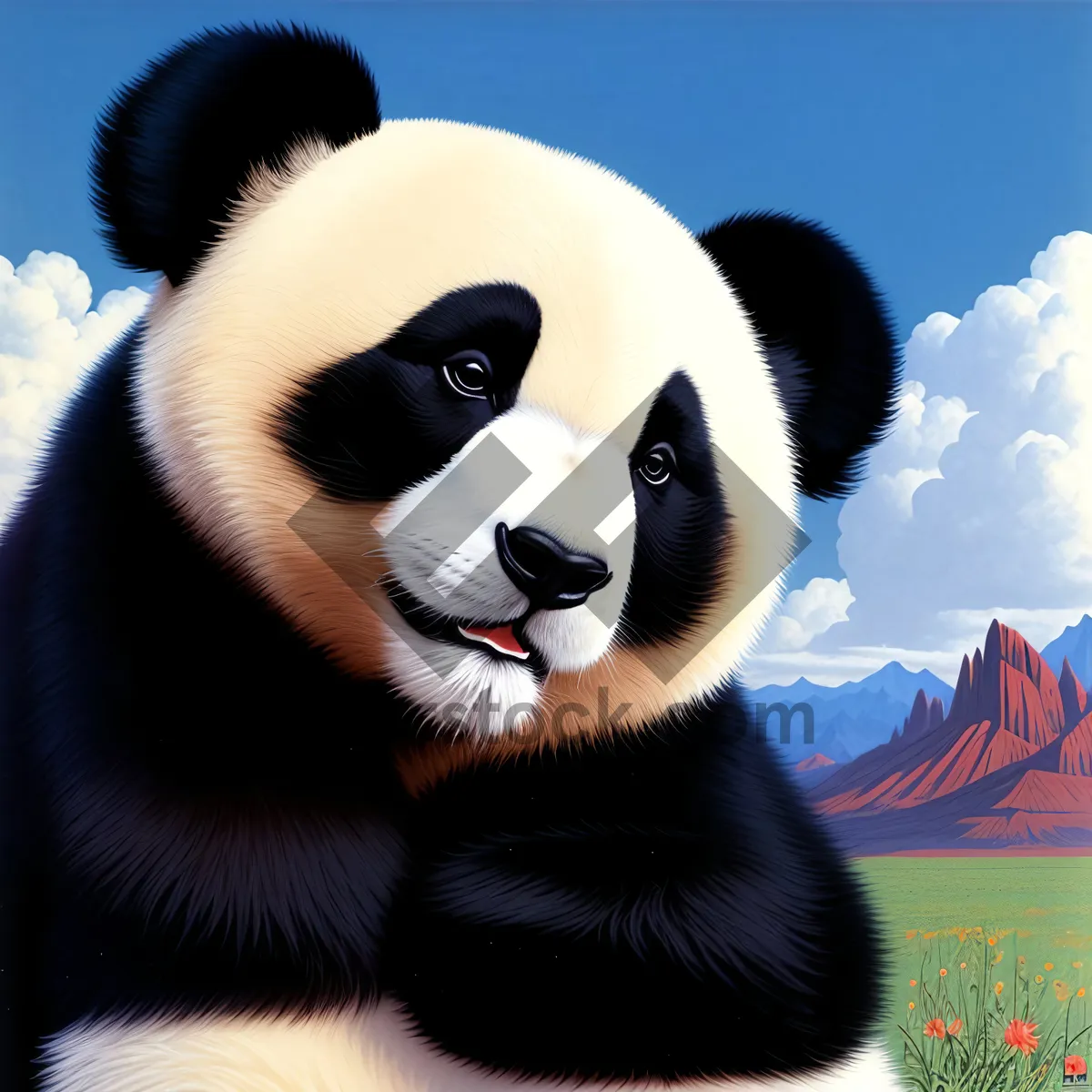 Picture of Cute Giant Panda Bear in Wild Habitat