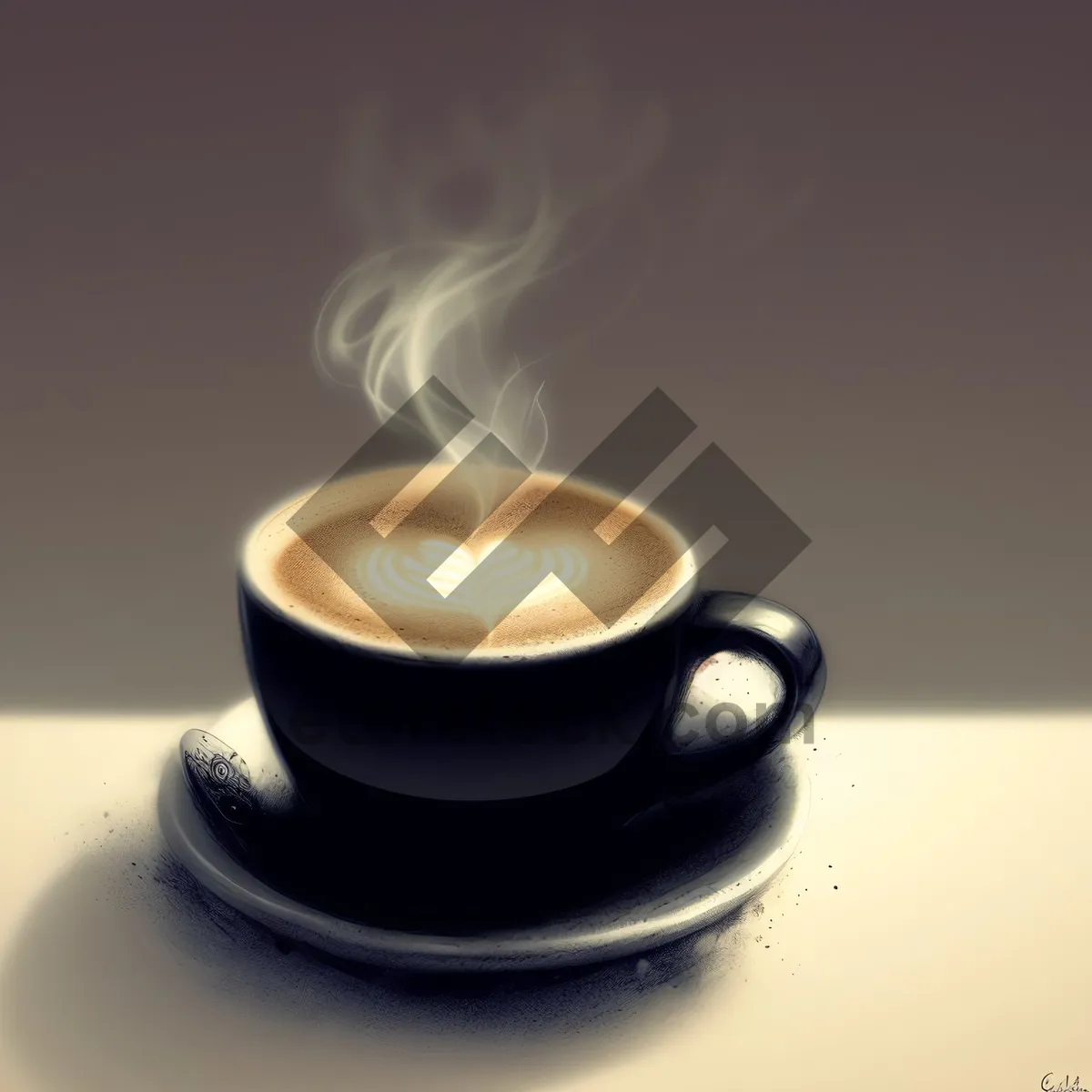 Picture of Freshly Brewed Morning Coffee on Dark Table