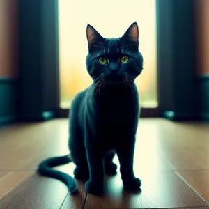 Adorable Gray Domestic Cat with Curious Eyes