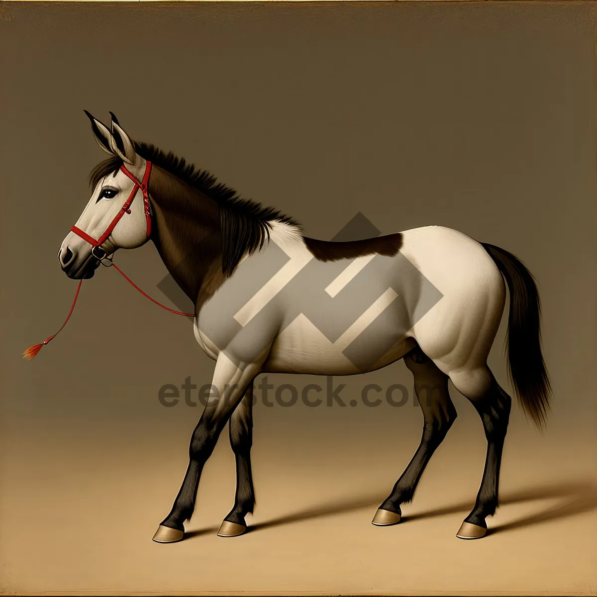 Picture of Thoroughbred stallion adorned with bridle