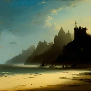 Serene Sunset Over Vast Coastal Waters