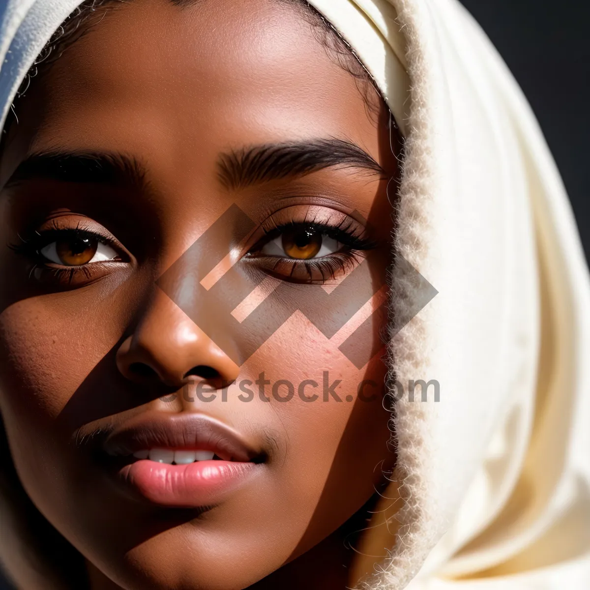 Picture of Smiling Lady with Towel Head Wrap