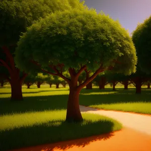 Serene Countryside: Majestic Oak and Lush Green Meadow