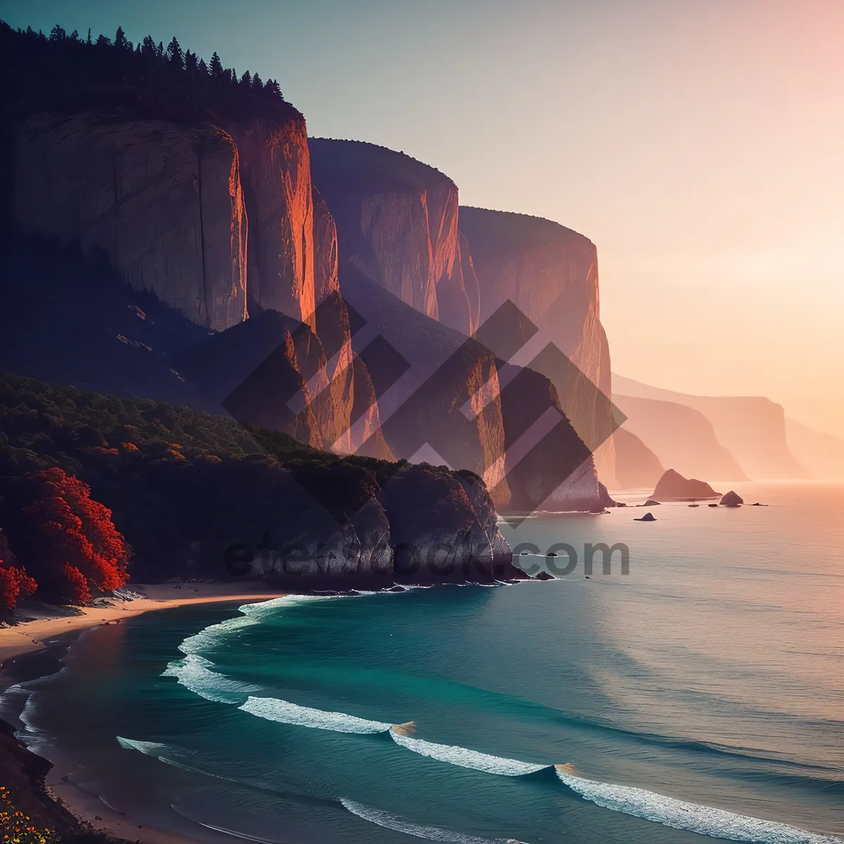 Picture of Coastal Paradise: Majestic Ocean Cliffs and Azure Waters