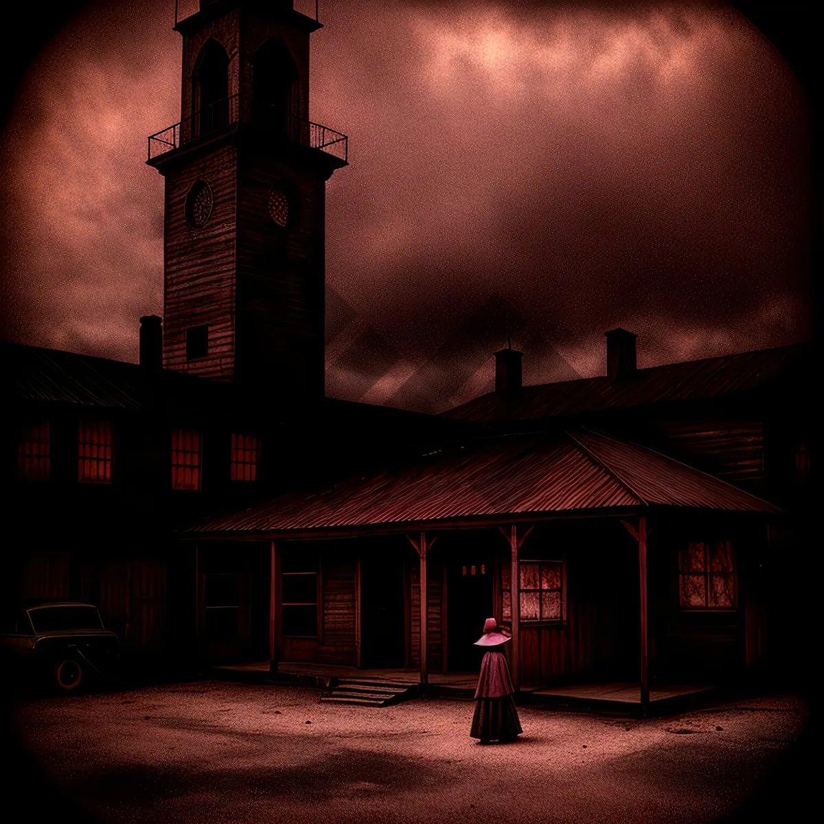 Picture of Nighttime Skyline showcasing Old Church Tower in City