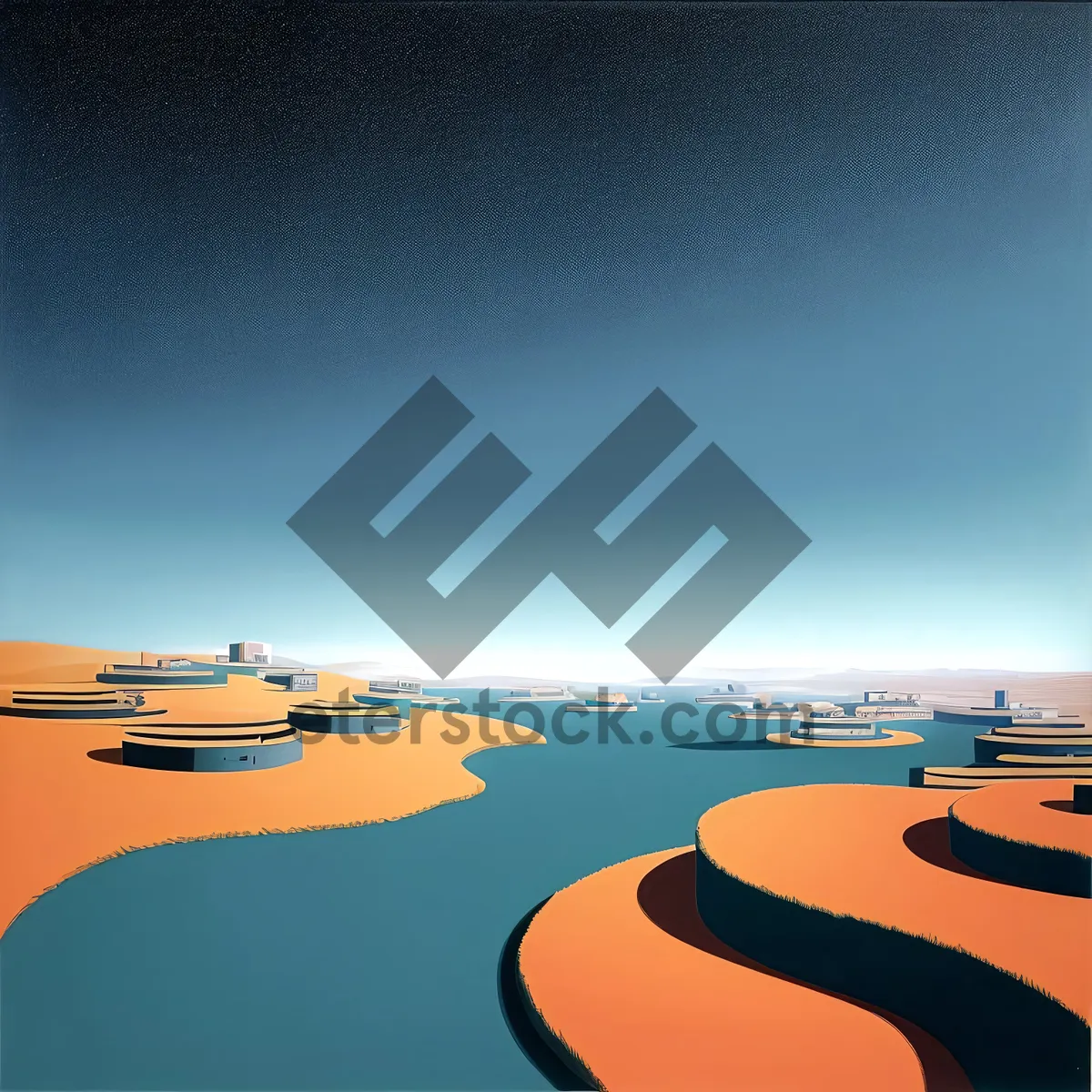 Picture of Golden Horizon: Sun setting over a sandy beach