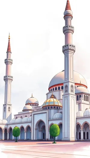 Ancient Turkish Mosque Tower Under Cloudy Sky