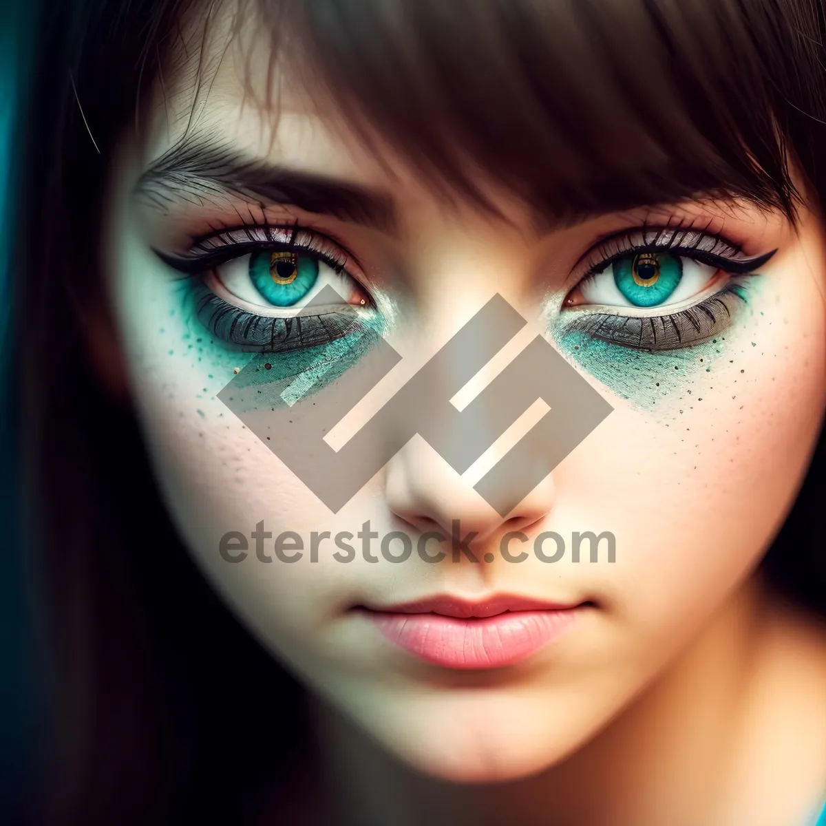 Picture of Stunning brunette model with captivating eyes and flawless makeup
