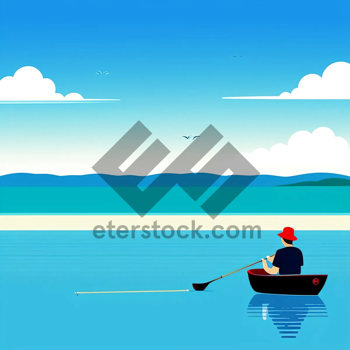 Picture of Sunset Fisherman with Silhouette Paddle