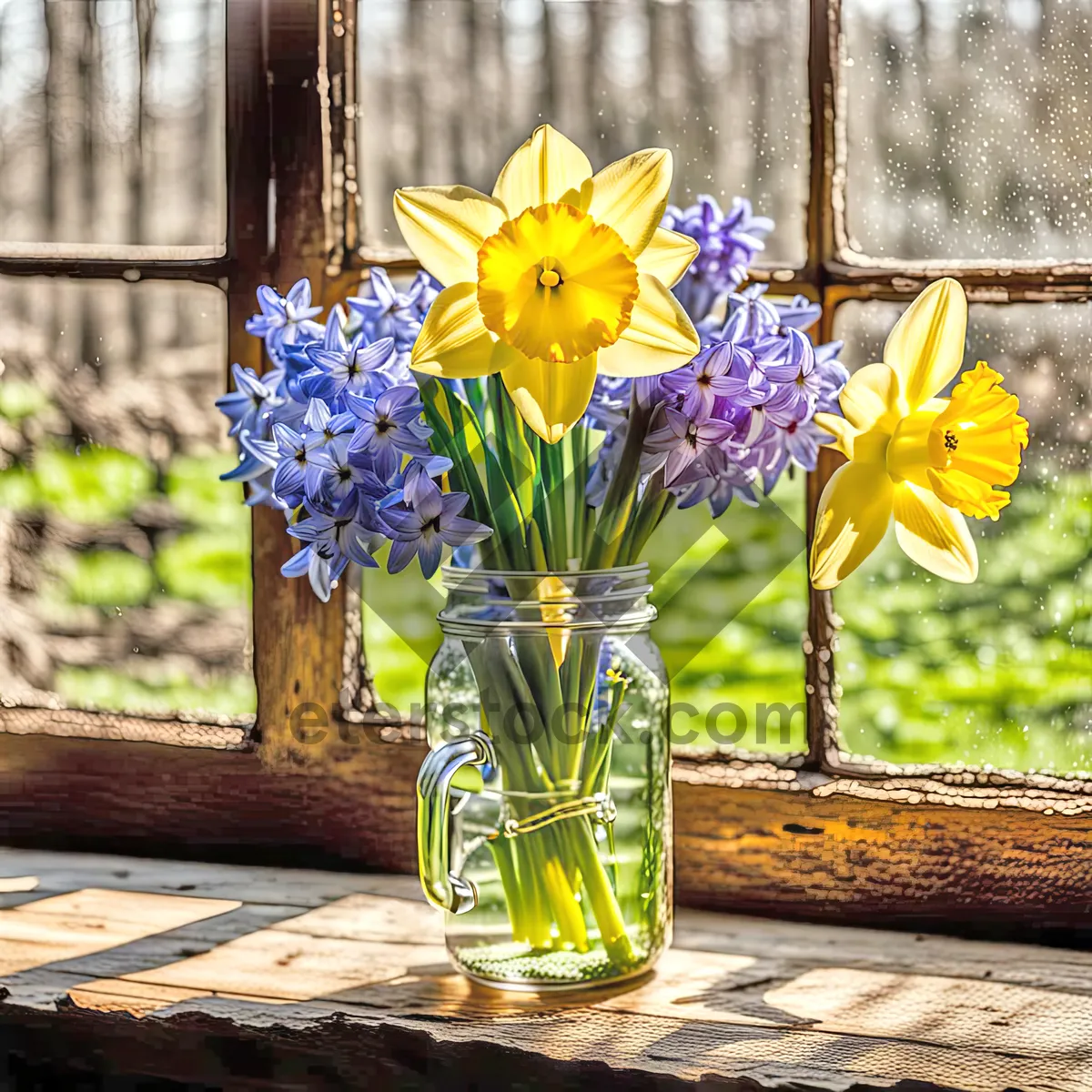 Picture of Yellow Narcissus Flower Arrangement in Vase