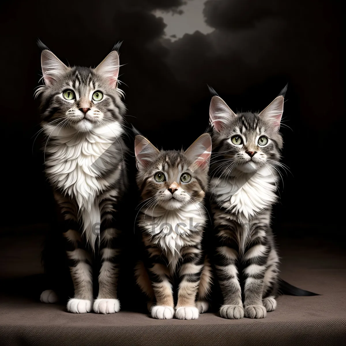 Picture of Curious Tabby Kitten with Fluffy Gray Fur