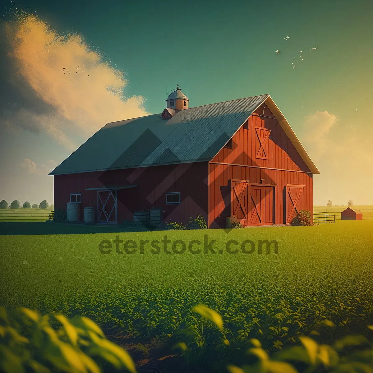 Picture of Serene Countryside Barn amidst Rural Landscape