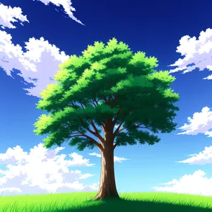 Serene Oak Tree Overlooking Lush Countryside