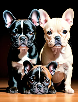 Purebred Bulldog Puppy with Wrinkles - Adorable Studio Portrait