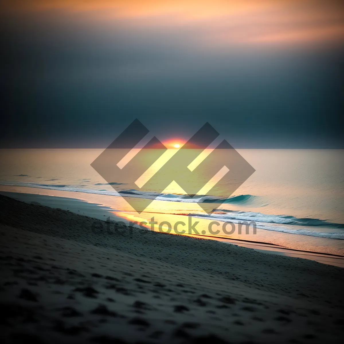 Picture of Tropical Sunset over Beach: Serene Evening Sky