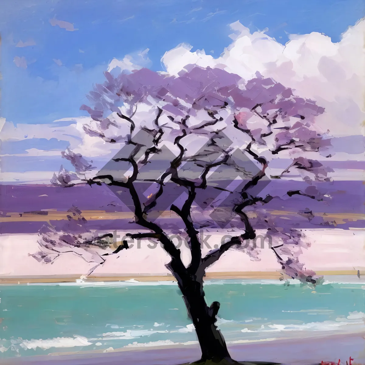 Picture of Serene Magnolia Tree by the Ocean