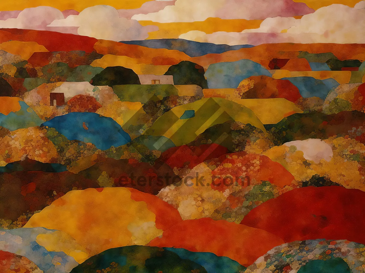 Picture of Colorful meal covering quilt bedclothes.